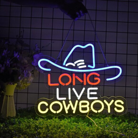 New Long Live Cowboy Neon Sign LED Light Wall Decor for Man Cave Bar & Party